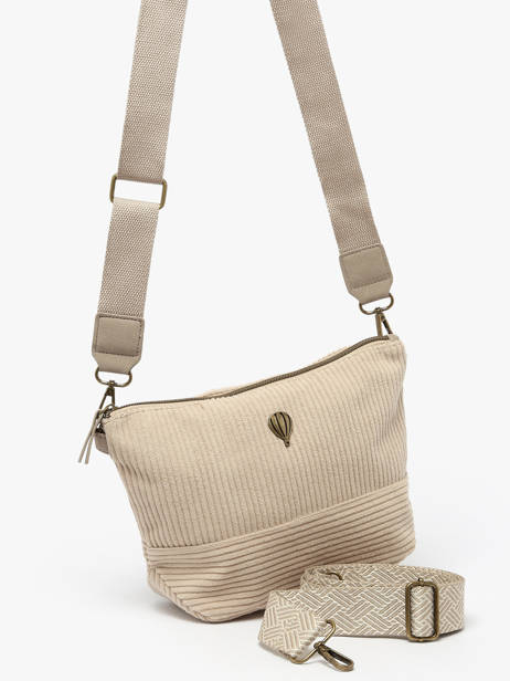 Sac Bandoulière Velours Le voyage en panier Beige velours AHP239 vue secondaire 2