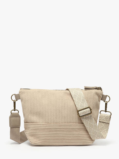 Sac Bandoulière Velours Le voyage en panier Beige velours AHP239 vue secondaire 4