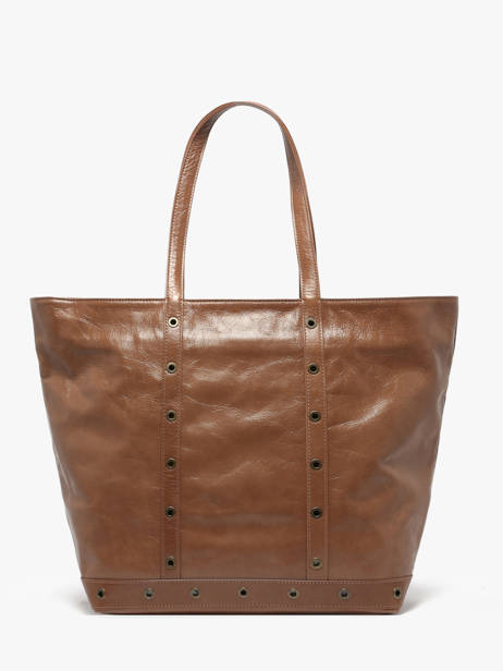 Le Cabas S En Cuir Craquelé Avec Bandoulière Vanessa bruno Marron cabas cuir 82V40409 vue secondaire 4