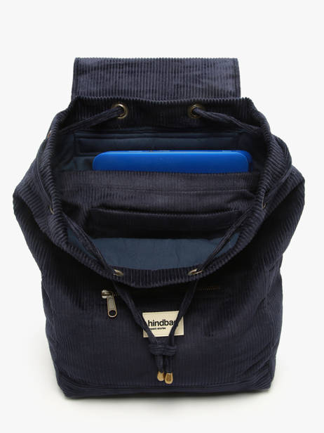 Sac à Dos Velours Velours Côtelé Hindbag Bleu velours V vue secondaire 3
