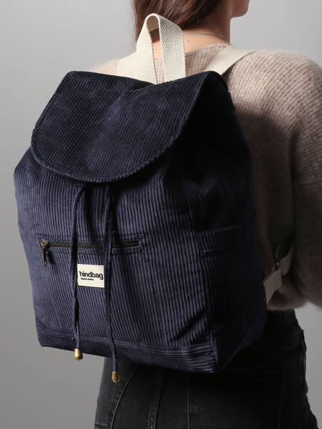 Sac à Dos Velours Velours Côtelé Hindbag Bleu velours V vue secondaire 1