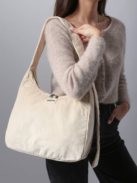 Sac Bandoulière Velours Velours Côtelé Hindbag Beige velours V vue secondaire 1